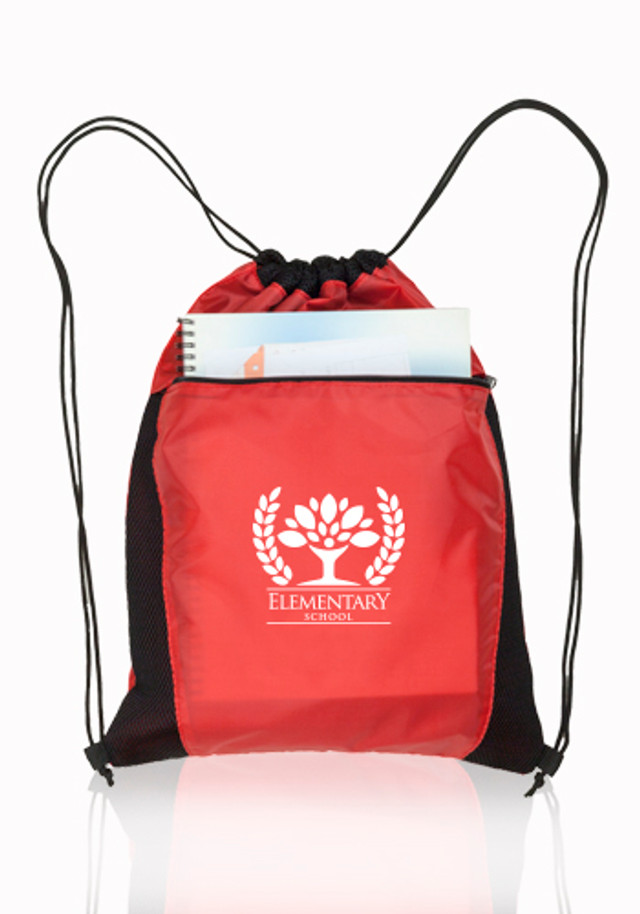 Mesh Accent Drawstring Backpacks - Image 3