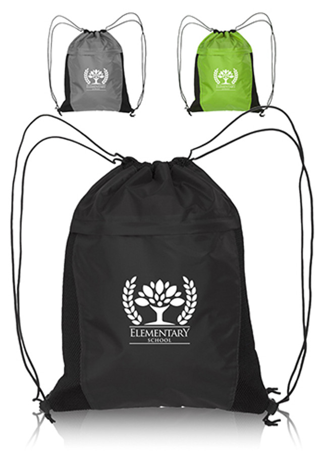 Mesh Accent Drawstring Backpacks - Image 5