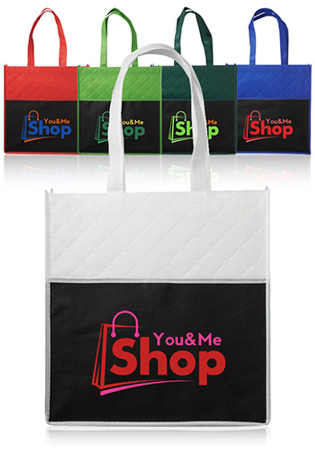 Reusable Quilted Pocket Grocery Tote Bags  - Image 3