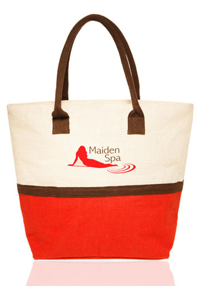 Two Tone Jute Beach Tote Bags