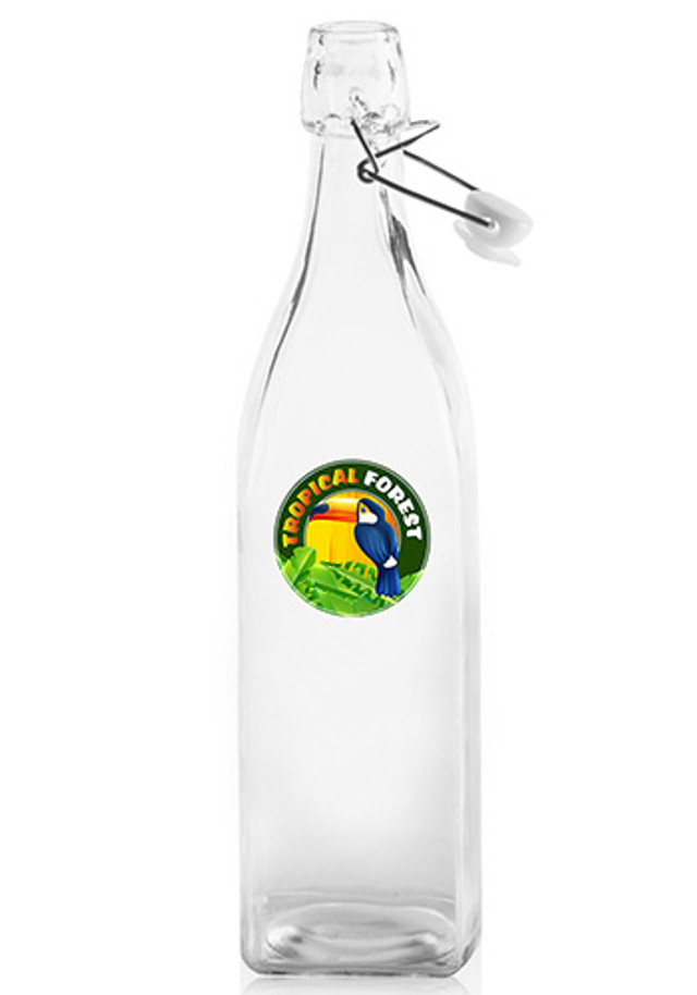 34 oz. Wire Lid Square Glass Carafe Water Bottles