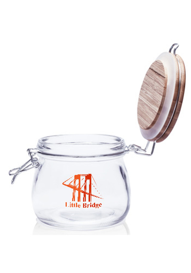 16oz Glass Candy Jars with Wire Wooden Lids  - Image 4