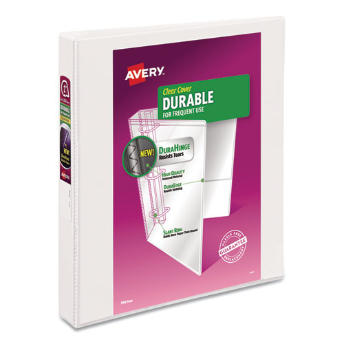 Avery Durable View Binder with DuraHinge and Slant Rings, 3 Rings, 1" Capacity, 11 x 8.5, White, 4/Pack  - Image 5