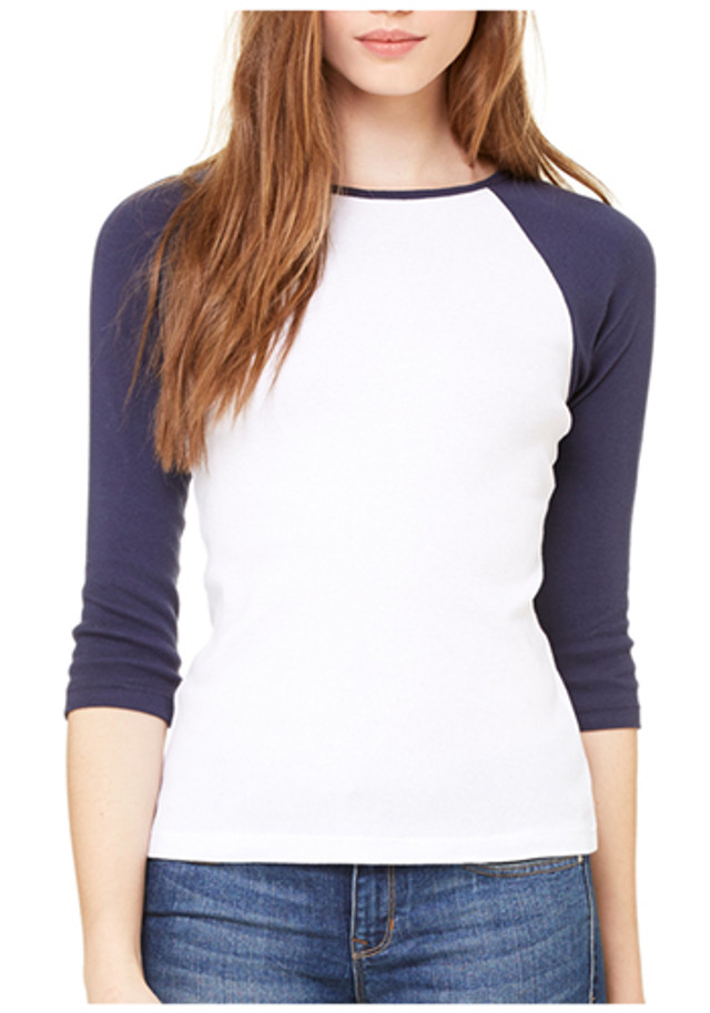 Bella Canvas Ladies Baby Rib 3/4-Sleeve Contrast Raglan T-Shirts  - Image 4