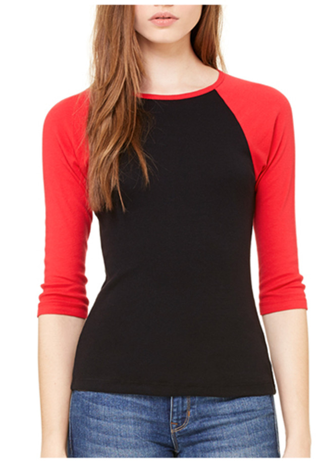 Bella Canvas Ladies Baby Rib 3/4-Sleeve Contrast Raglan T-Shirts