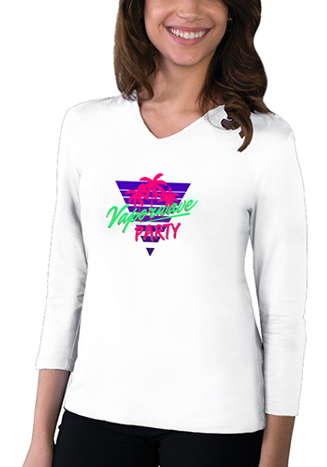 Blue Generation Ladies 3/4 Sleeve V-Neck Tee Shirts