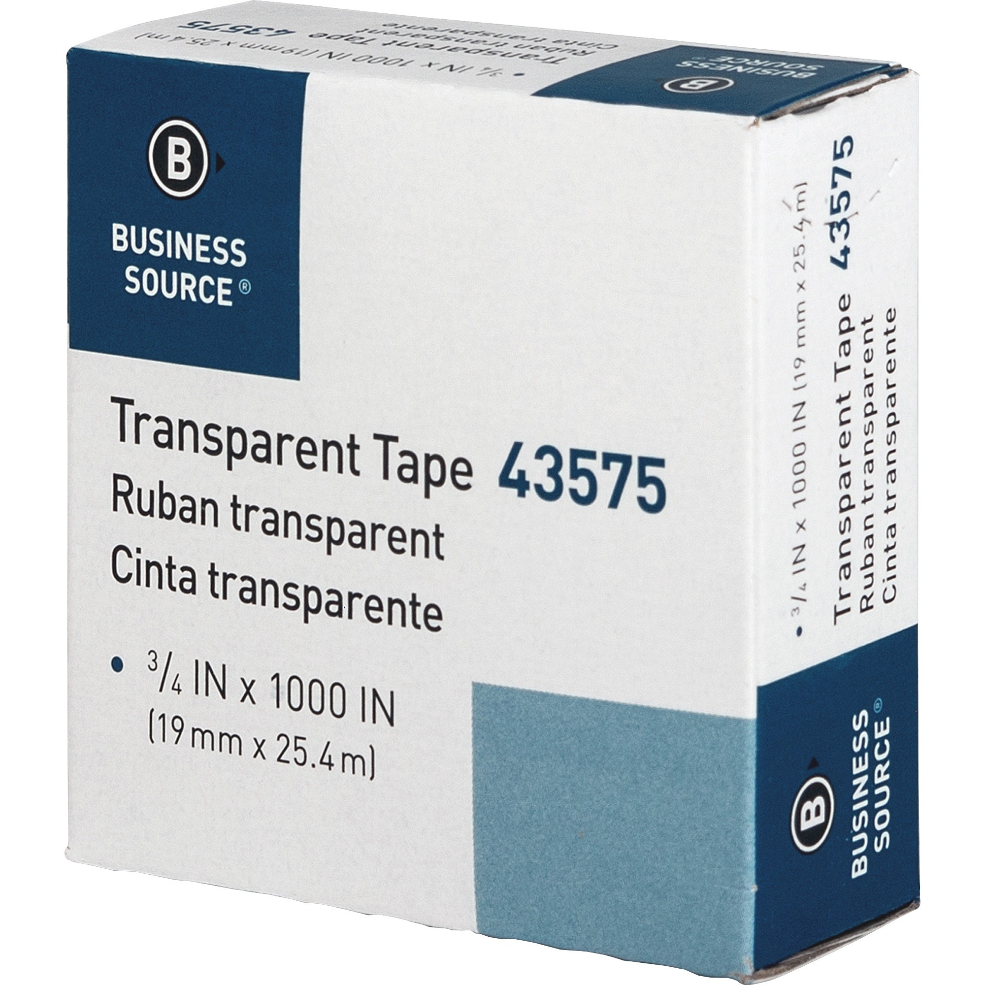 Business Source All-purpose Transparent Glossy Tape - 0.75" Width x 83.33 ft Length - 1" Core - 12 / Pack - Clear  - Image 3