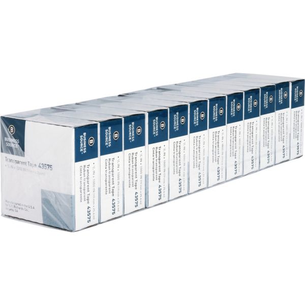 Business Source All-purpose Transparent Glossy Tape - 0.75" Width x 83.33 ft Length - 1" Core - 12 / Pack - Clear