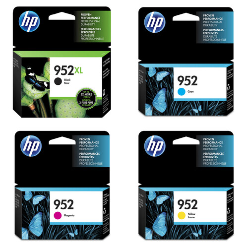 HP 952XL Black & 952 CMY Cartridge Bundle for Select OfficeJet Pro Printers