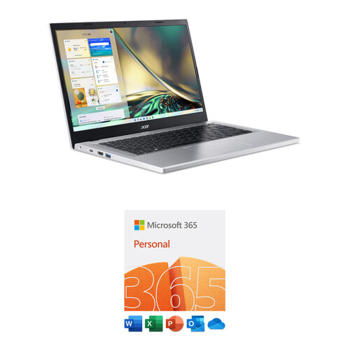 Acer 14" Aspire 3 A314-36P-35UU Laptop Kit with Microsoft 365 Personal 1-User, 1-Year License