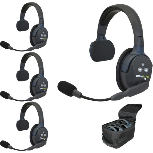 Eartec UltraLITE 4-Person Full-Duplex Wireless Intercom with 4 Single-Ear Headsets (1.9 GHz, USA)