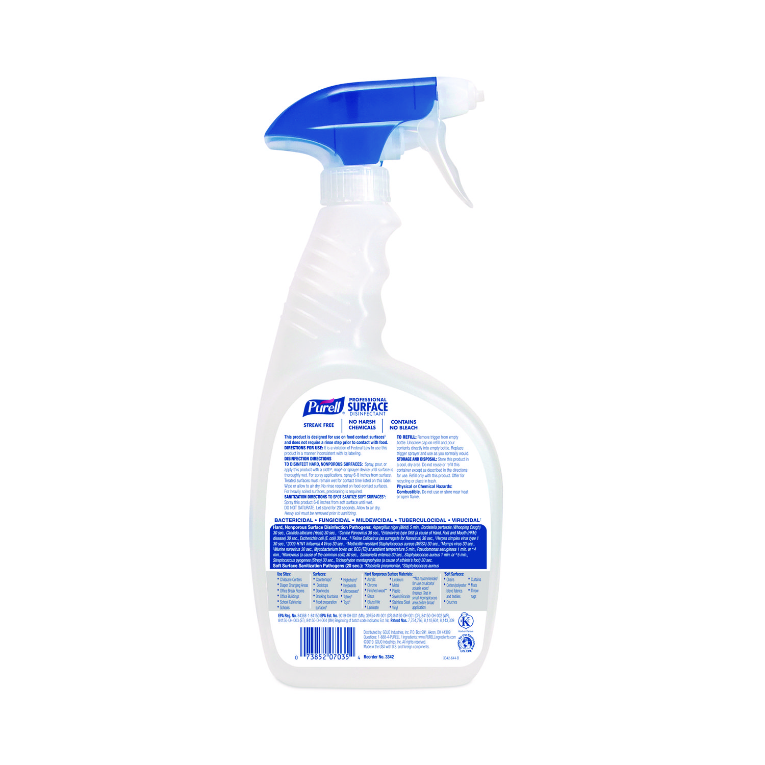 PURELL Professional Surface Disinfectant Spray, Citrus Scent, 32 fl oz Capped Bottle with Spray Trigger in Pack (Pack of 6) - 3342-06  - Image 4