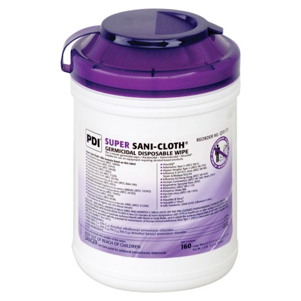 Unimed Super Sani-Cloth Germicidal Wipes, 6" x 6-3/4", Tub Of 160 Wipes  - Image 4