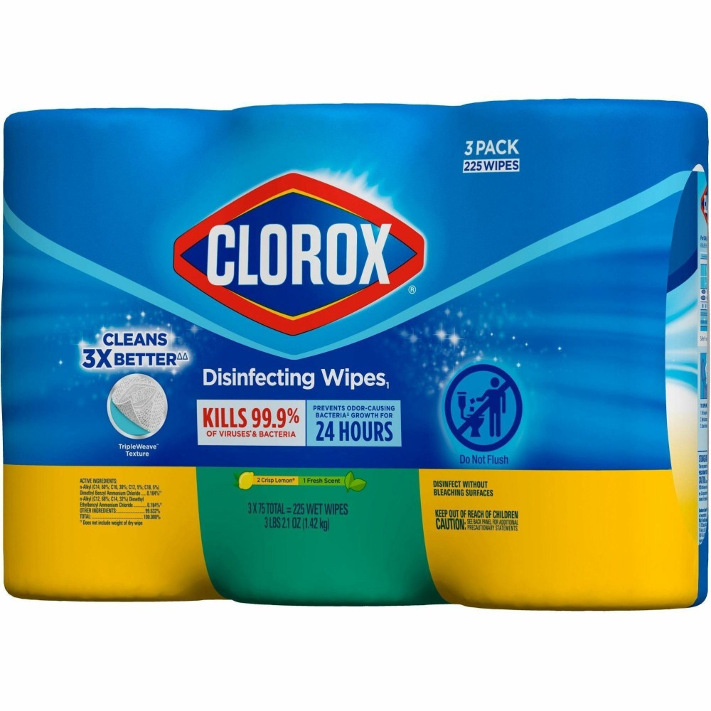 Clorox Disinfecting Bleach Free Cleaning Wipes Value Pack, 75 Count Each, Pack of 3  - Image 3