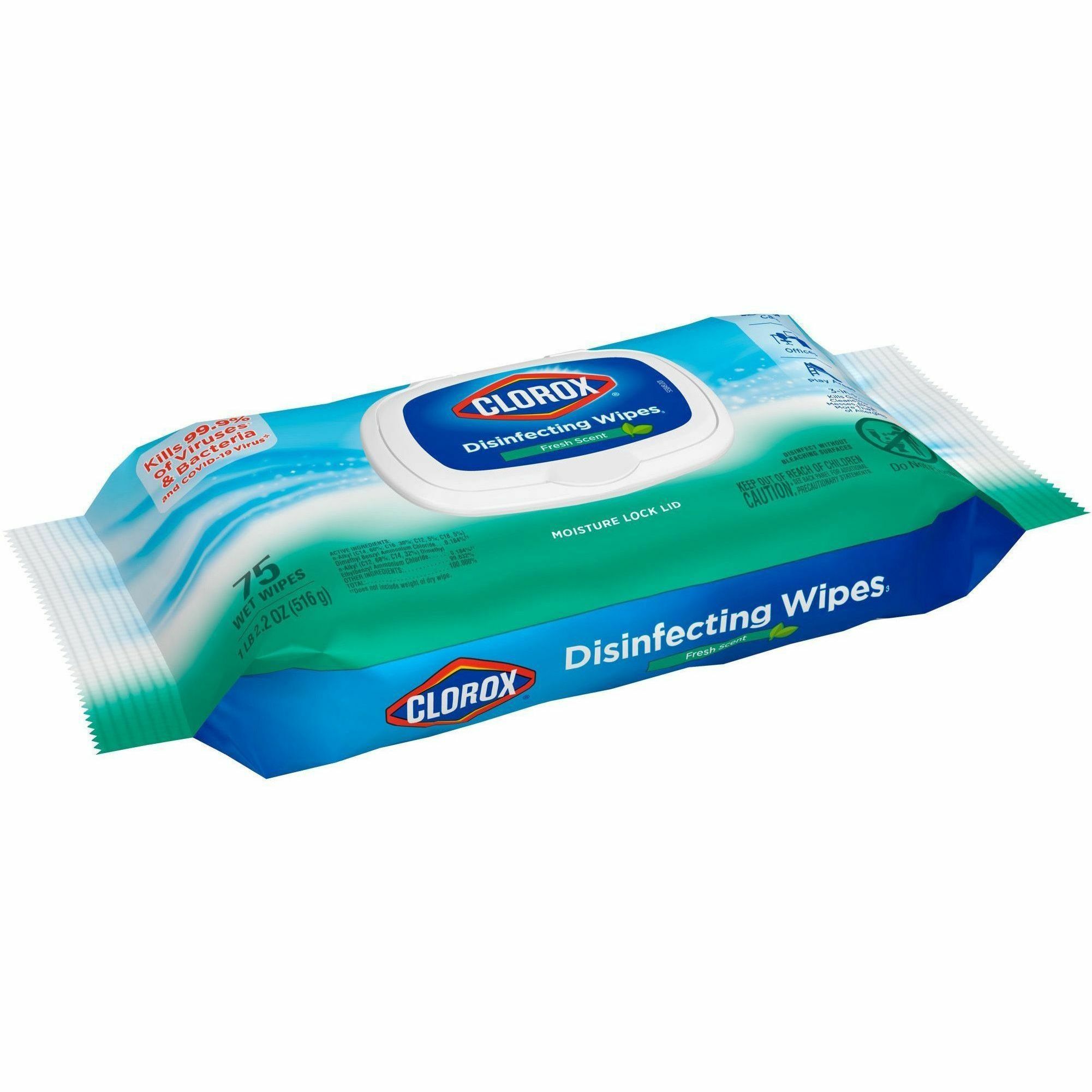 Clorox Disinfecting Cleaning Wipes, Flex Pack, 1-Ply, 8 x 7, Fresh Scent, White, 75 Towels/Box, 6 Boxes/Carton - Image 3