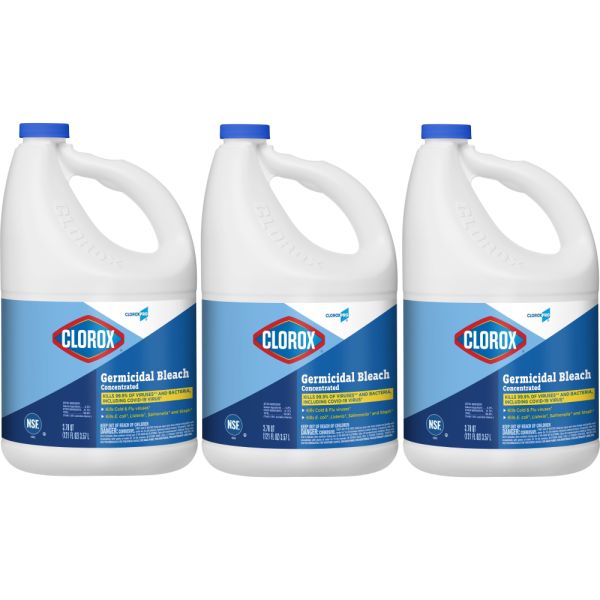  CloroxPro Clorox Germicidal Bleach, Concentrated, 121 Ounce Bottle, Pack of 3 (30966)