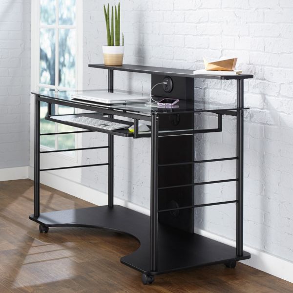 47"W Mobile Tech Desk Workstation, 36-1/16"H x 47-1/4"W x 26"D, Black
