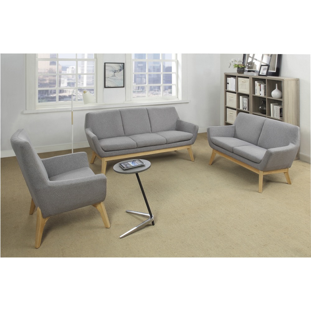 Lorell Quintessence Upholstered Sofa With Lumbar Support, Gray/Natural  - Image 3