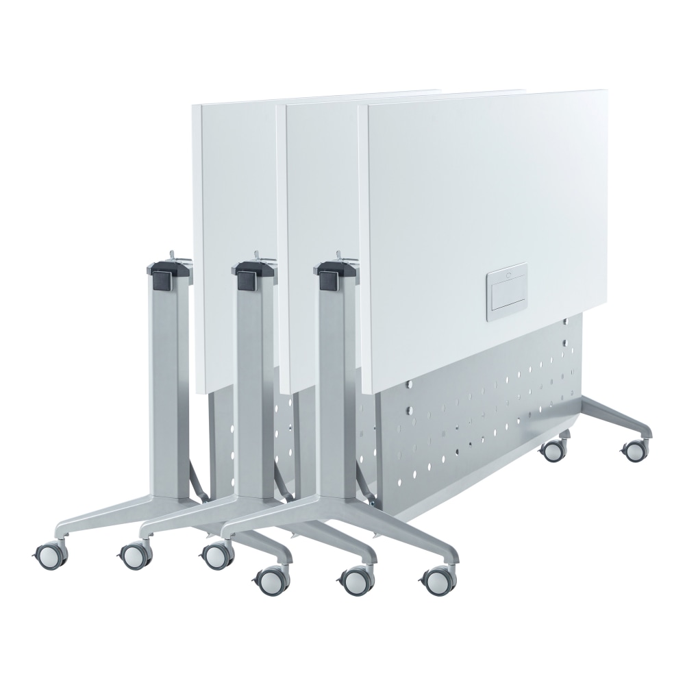 WorkPro AnyPlace Flip-Top Nesting Training Table With Modesty Panel, 60"W x 29-1/2"H x 24"D, White/Silver  - Image 3