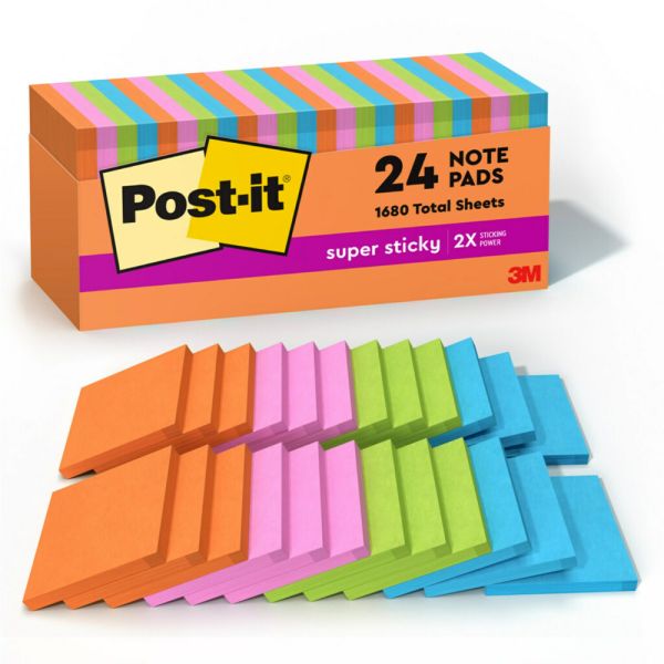 Post-it Super Sticky Notes Cabinet Pack, Energy Boost Color Collection, 65424SSAUCP
