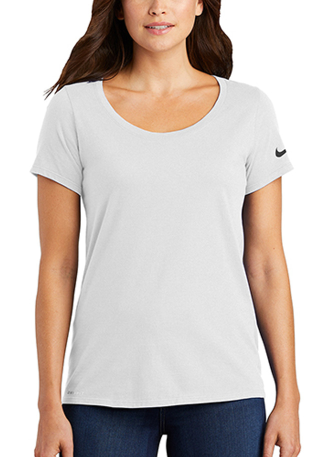 Nike Ladies Dri FIT Cotton Poly Scoop Neck Tees  - Image 3