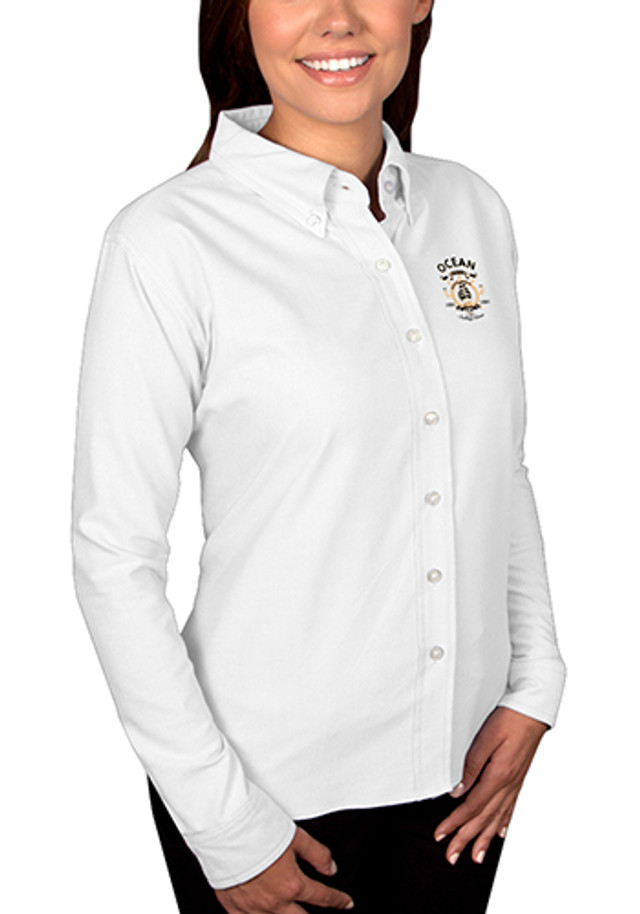 Blue Generation Ladies Long Sleeve Oxford Dress Shirts  - Image 3