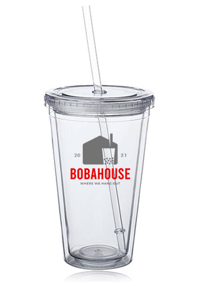 16 oz. Double Wall Acrylic Tumblers With Straws