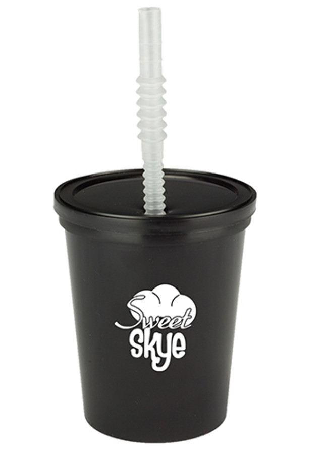 16 oz. Plastic Stadium Cups with Lid and Straw