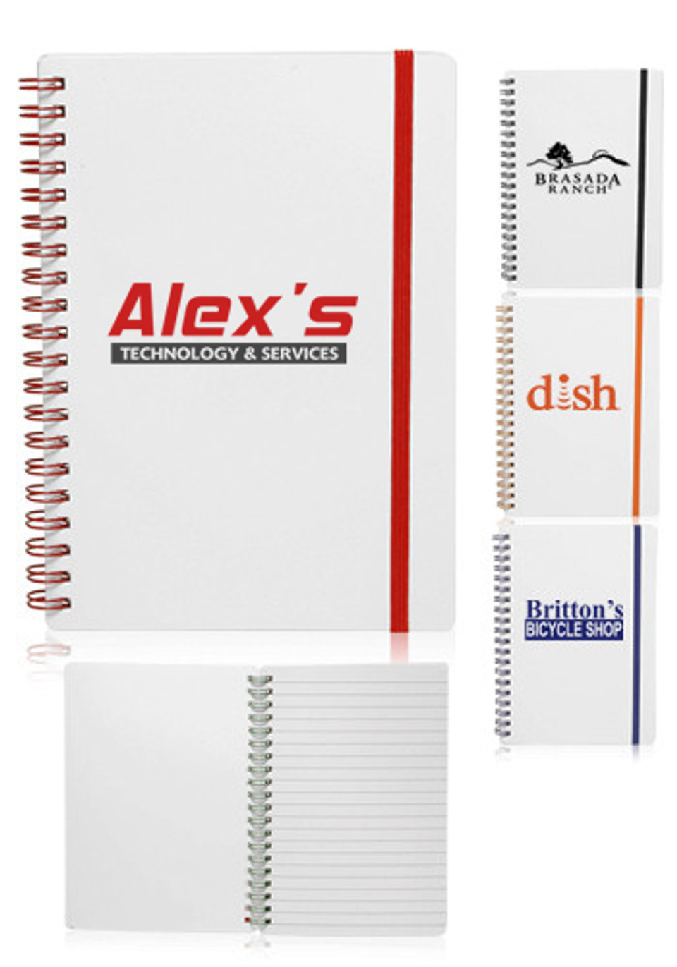 White Spiral Notebooks with Elastic Band  - Image 4
