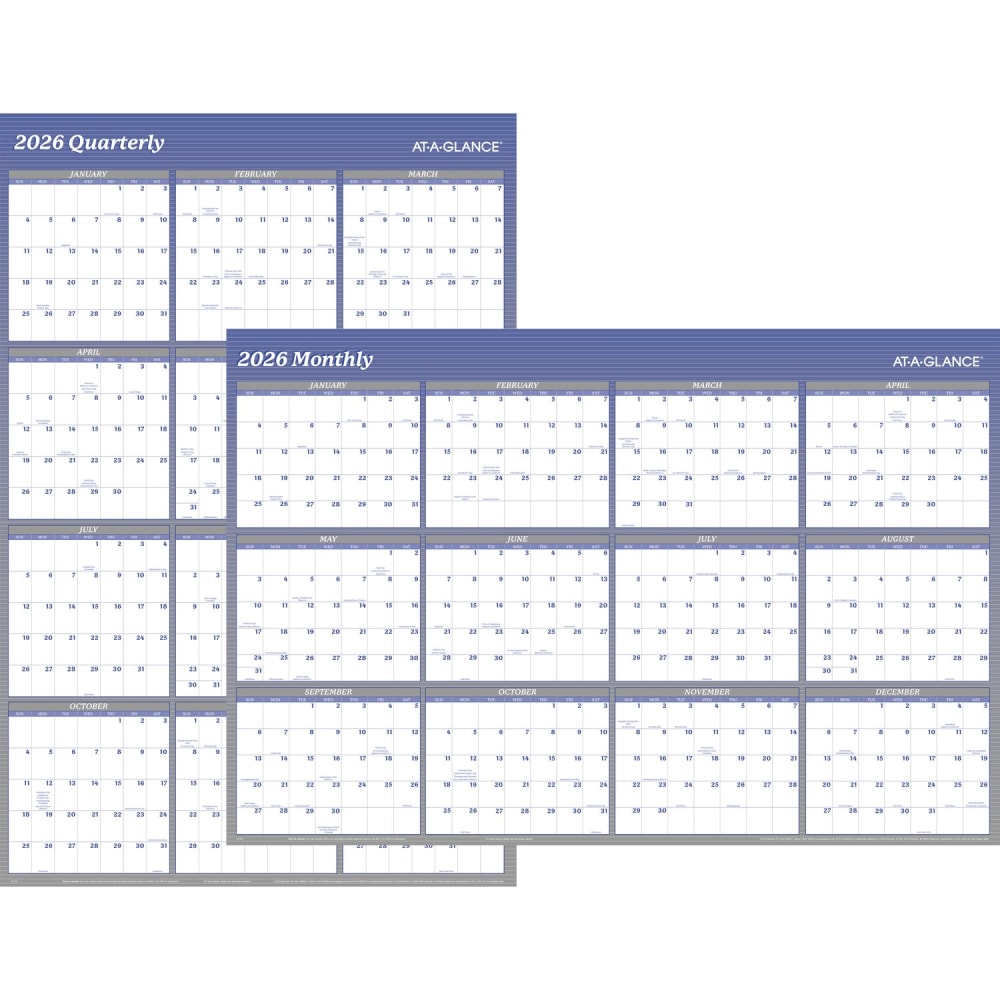 AT-A-GLANCE 2026 Vertical Horizontal Reversible Erasable Yearly Wall Calendar, Blue, Extra Large, 48" x 32"  - Image 4