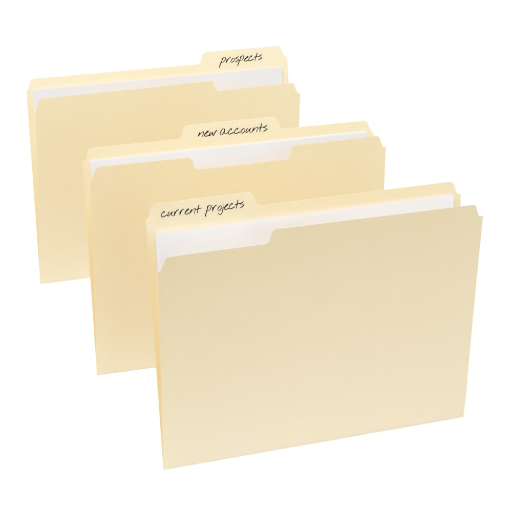File Folders, 1/3 Cut, Letter Size, 30% Recycled, Manila, Pack Of 100 Folders  - Image 3