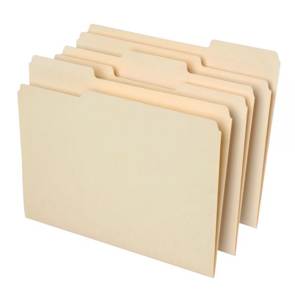File Folders, 1/3 Cut, Letter Size, 30% Recycled, Manila, Pack Of 100 Folders