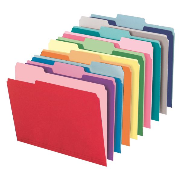 File Folders, 1/3 Cut, Letter Size, Assorted Colors, Box Of 250 Folders