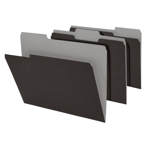 File Folders, 1/3 Cut, Letter Size, Black, Box Of 100 Folders
