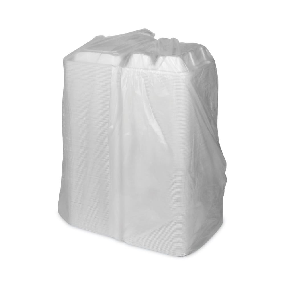 Pactiv Evergreen Vented Foam Hinged Lid Containers, 3-Compartment, Dual Tab Lock Economy, 3”H x 8-7/16”W x 8-3/16”D, White, Carton Of 150 Container  - Image 4