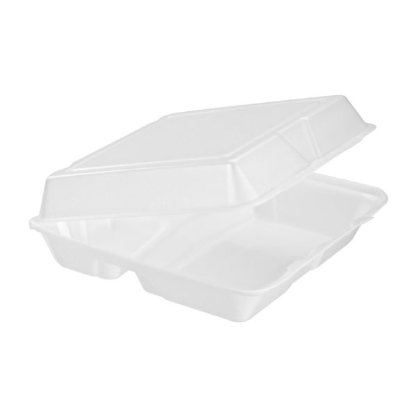  Dart 9-1/2" Triple-Compartment Foam Containers