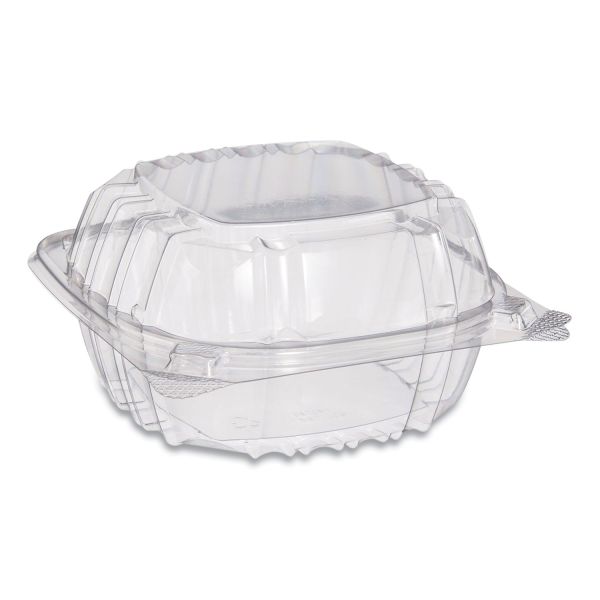 Dart ClearSeal Hinged-Lid Plastic Containers, 5.8 x 6 x 3, Clear, Plastic, 125/Pack, 4 Packs/Carton