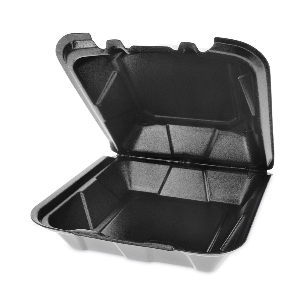 Pactiv Evergreen Vented Foam Hinged Lid Containers, Dual Tab Lock, 3-1/4”H x 9”W x 9”D, Black, Carton Of 150 Containers  - Image 3