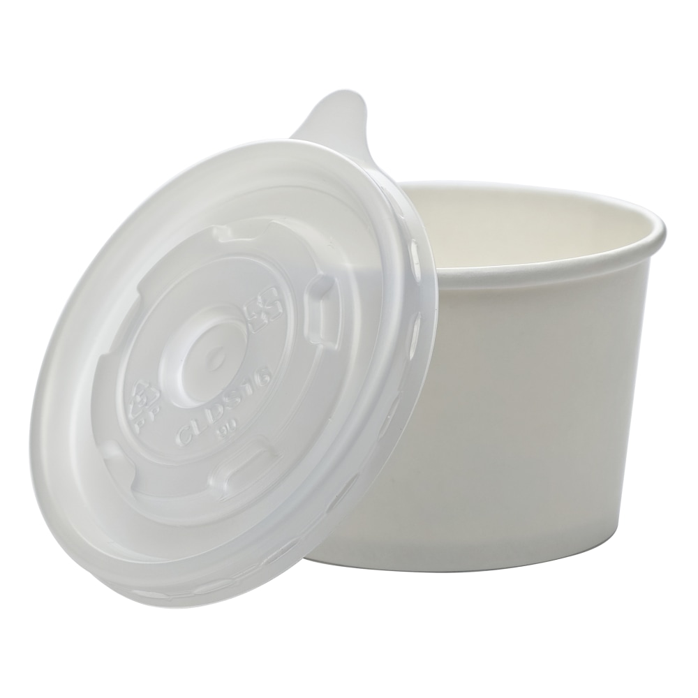 Highmark Paper Soup Containers with Lids, Disposable Paper Food Cups,Ice Cream Cups Food Storage with Lids, 8 oz, White, Case Of 250  - Image 4