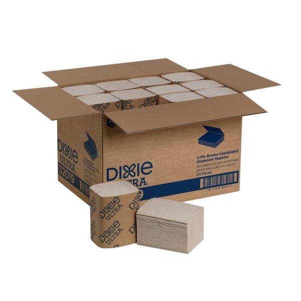 Georgia-Pacific Dixie Ultra 2-Ply Interfold Napkin Dispenser Refills, 6 1/2" x 5", Brown, 250 Napkins Per Pack, Case Of 24 Packs  - Image 6