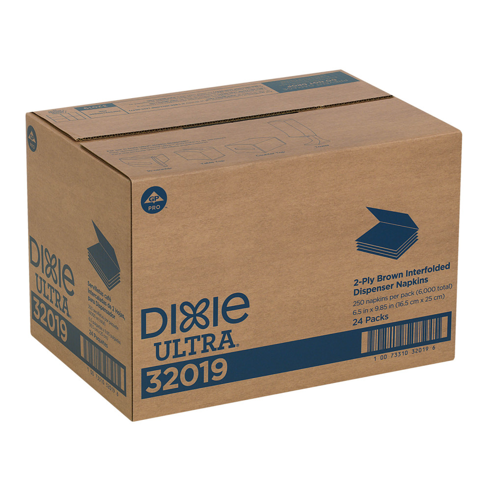 Georgia-Pacific Dixie Ultra 2-Ply Interfold Napkin Dispenser Refills, 6 1/2" x 5", Brown, 250 Napkins Per Pack, Case Of 24 Packs  - Image 4