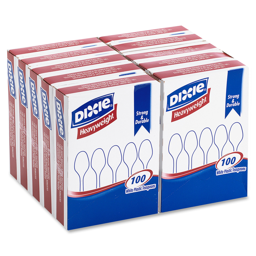 Dixie Plastic Cutlery, Heavyweight Spoon, White, 100/Box  - Image 4