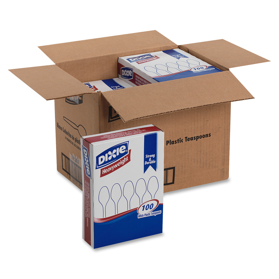 Dixie Plastic Cutlery, Heavyweight Spoon, White, 100/Box  - Image 3