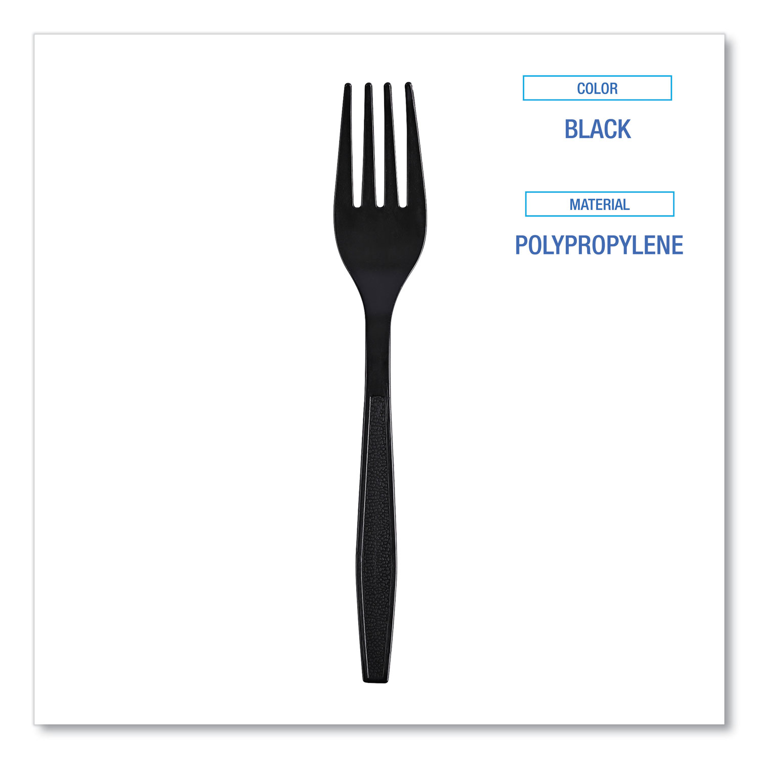 Boardwalk Heavyweight Wrapped Polypropylene Cutlery, Fork, Plastic, Black, 1,000/Carton  - Image 3