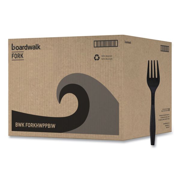 Boardwalk Heavyweight Wrapped Polypropylene Cutlery, Fork, Plastic, Black, 1,000/Carton  - Image 6