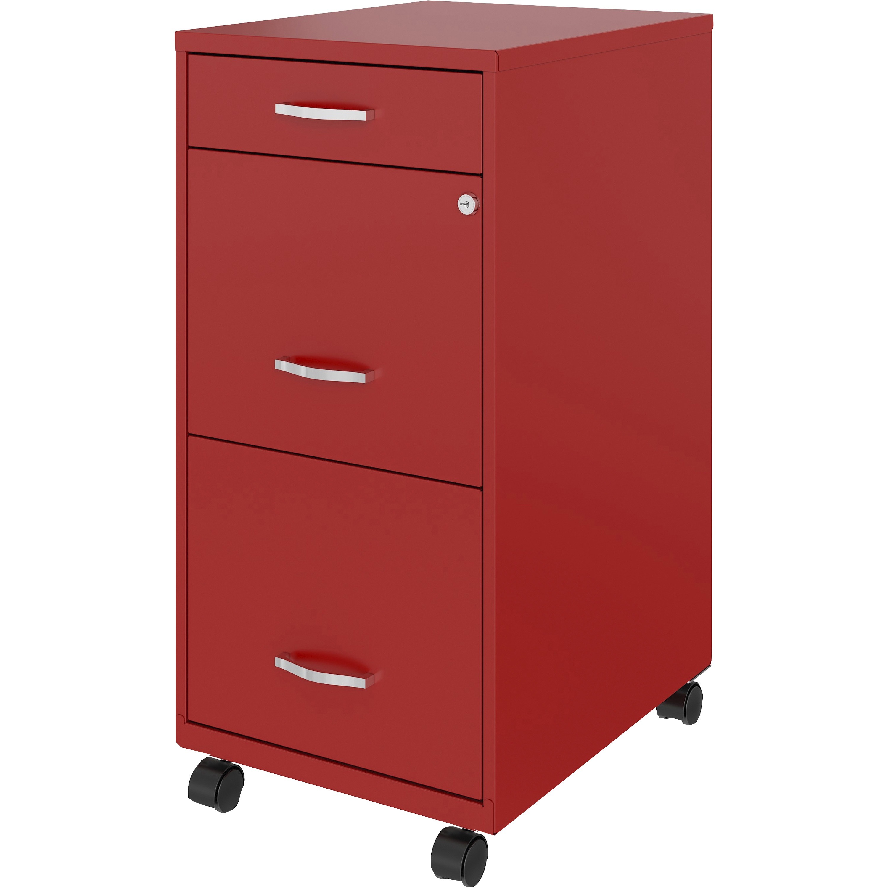 LYS NuSparc 18"D Vertical 3 Drawer Mobile File Cabinet, Red , 1 Each  - Image 3