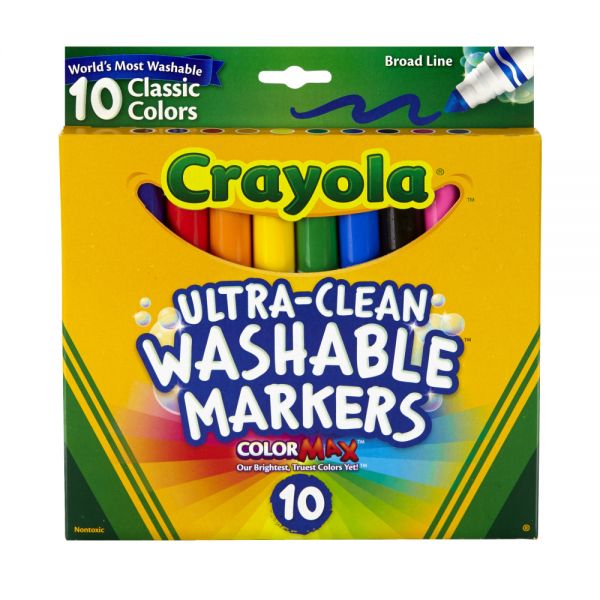 Crayola Ultra-Clean Washable Markers, Broad Tip, Assorted Classic Colors, Box Of 10  - Image 5