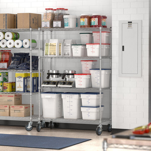 Regency 24" x 72" x 70" NSF Chrome Mobile Wire Shelving Starter Kit with 5 Shelves  - Image 3