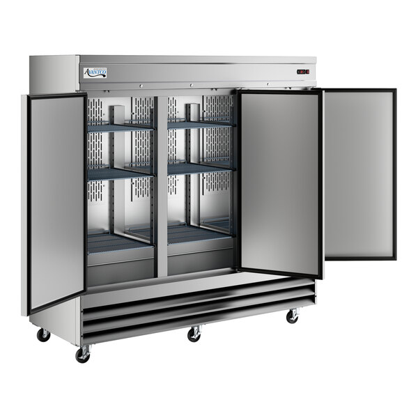 Avantco SS-3F-HC 81 5/16" Stainless Steel Solid Door Reach-In Freezer  - Image 3