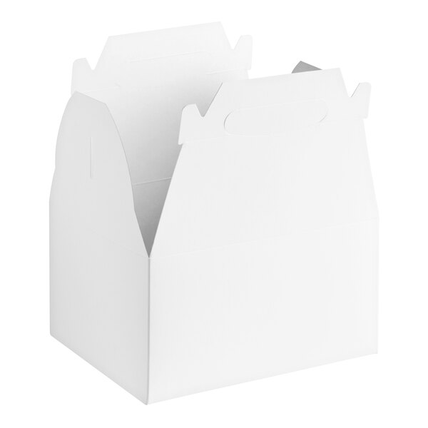 Choice 9" x 7" x 5" White Barn Take-Out Lunch / Chicken Box with Handle - 125/Case  - Image 4